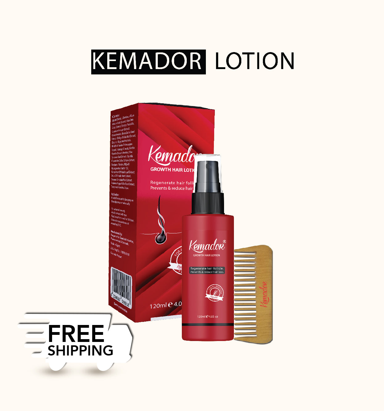 Kemador® Hair Lotion - 120ML & Free Wooden Comb